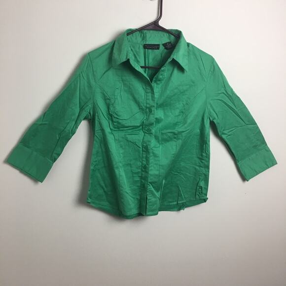 Apostrophe Stretch Button Down Shirt Green Size 14 - Picture 2 of 12